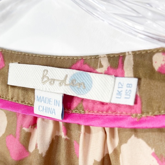 Boden Abstract Print Floral Silk Blouse Size 8 - Picture 2 of 14